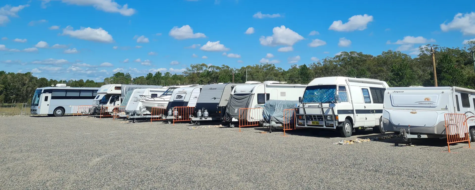 A row of caravans on a sunny day